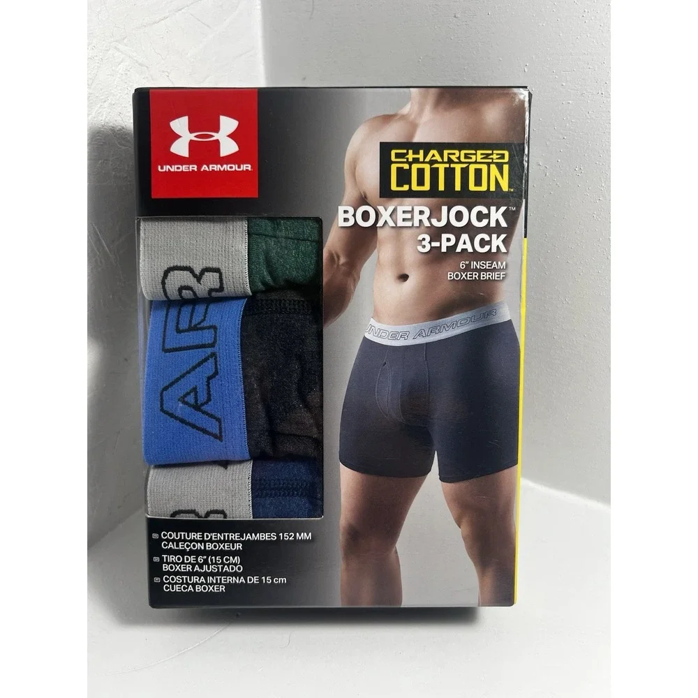 Under Armour Men's 3-Pack Boxerjock Charged Cotton Stretch Briefs Underwear